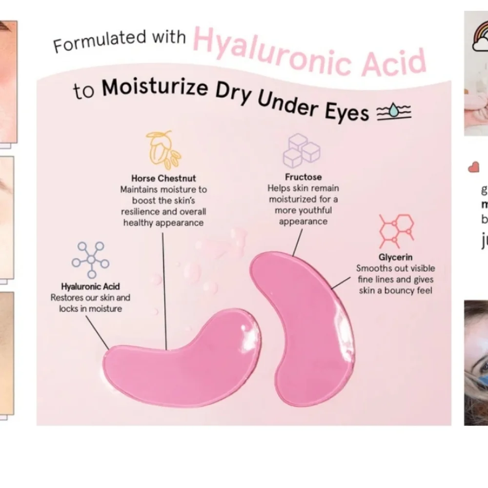 Eye Masks 1 Pair Eye Mask Womens Unisex Gift Pink Grace & STELLA MOISTURIZING